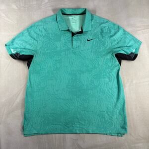Nike Dri-FIT ADV Tiger Woods Polo Shirt Mens L Teal Golf Athletic Performance